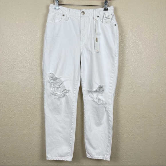 Good American Good ‘90s Duster Natural Fray In White035 Jeans Size 2/26 Women - Picture 2 of 16